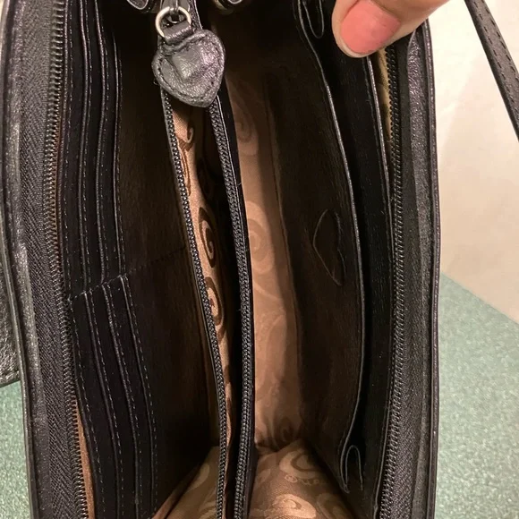 Brighton Crossbody Black Leather Bag Purse Croc Embossed Western Cowgirl Cottage - Picture 12 of 17